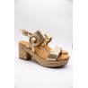 ALIWELL A125019 Sandale Talon Dorée Cuir Femme