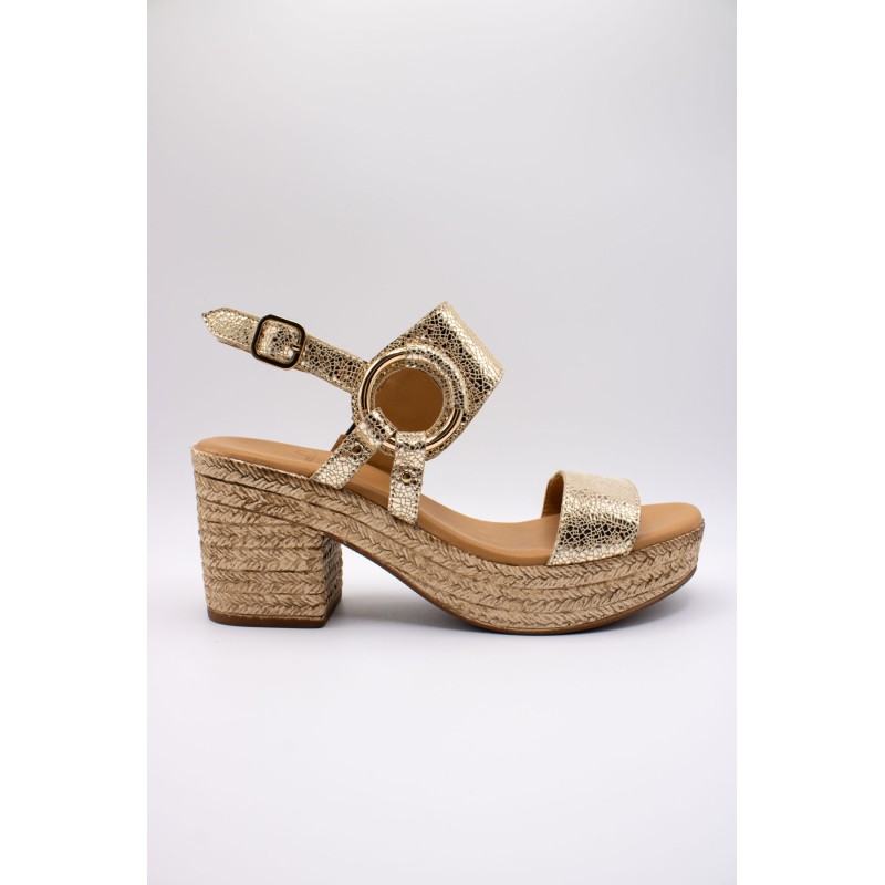 ALIWELL A125019 Sandale Talon Dorée Cuir Femme