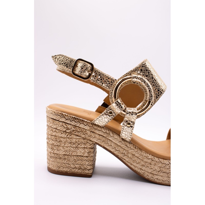 ALIWELL A125019 Sandale Talon Dorée Cuir Femme