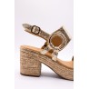 ALIWELL A125019 Sandale Talon Dorée Cuir Femme