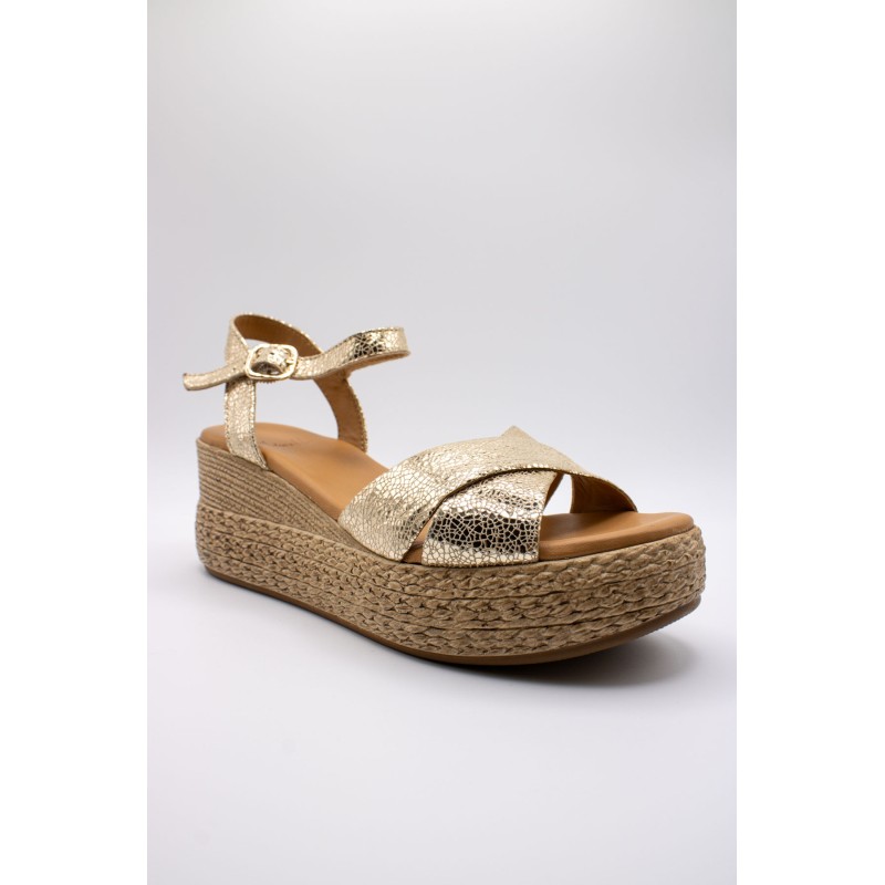 ALIWELL A124036 Sandales Plateforme Dorées Cuir Femme