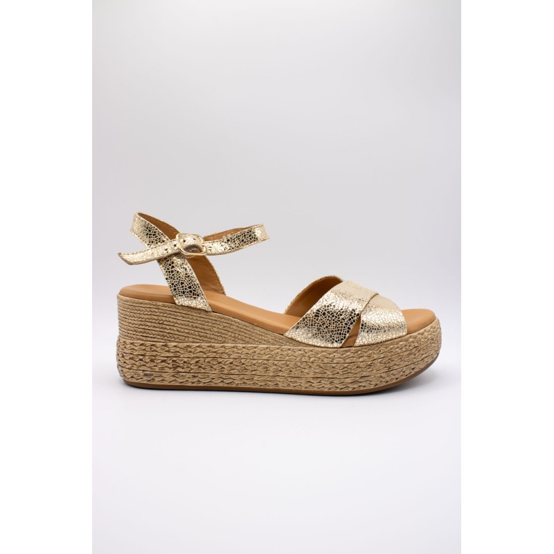 ALIWELL A124036 Sandales Plateforme Dorées Cuir Femme
