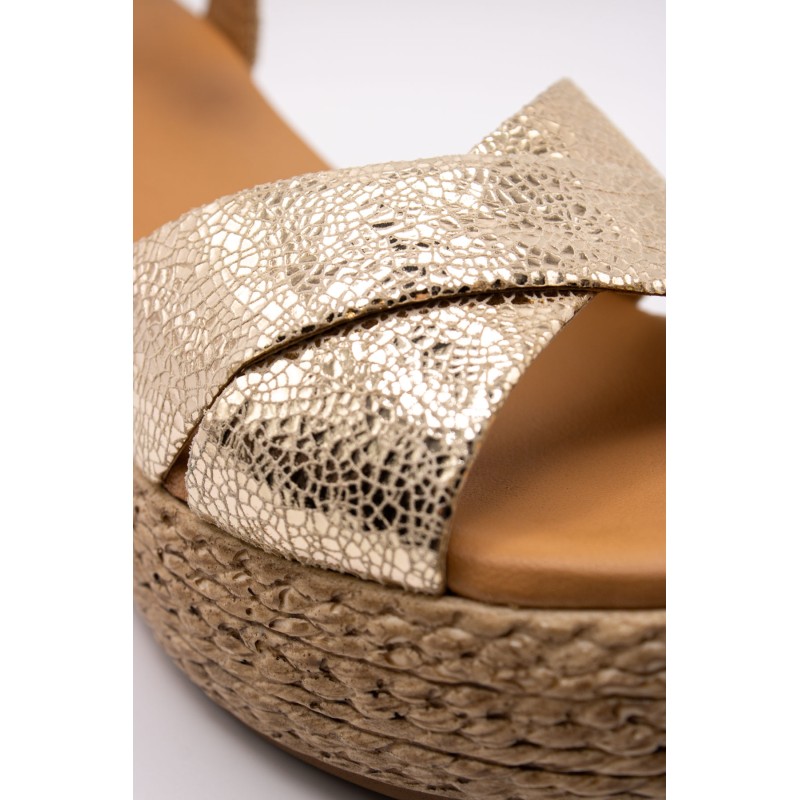 ALIWELL A124036 Sandales Plateforme Dorées Cuir Femme