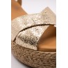 ALIWELL A124036 Sandales Plateforme Dorées Cuir Femme