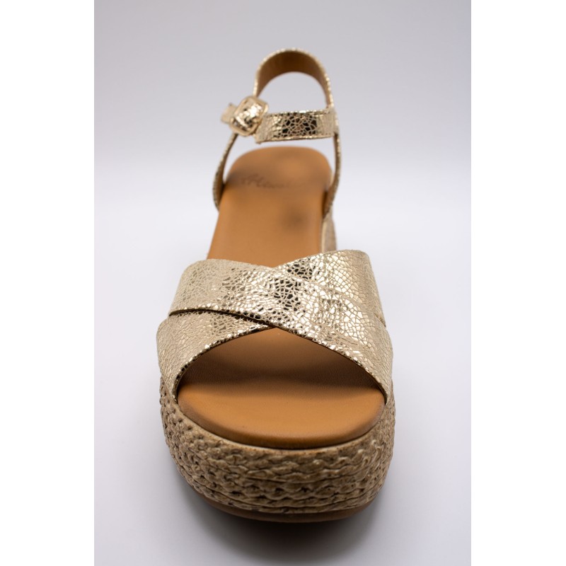 ALIWELL A124036 Sandales Plateforme Dorées Cuir Femme