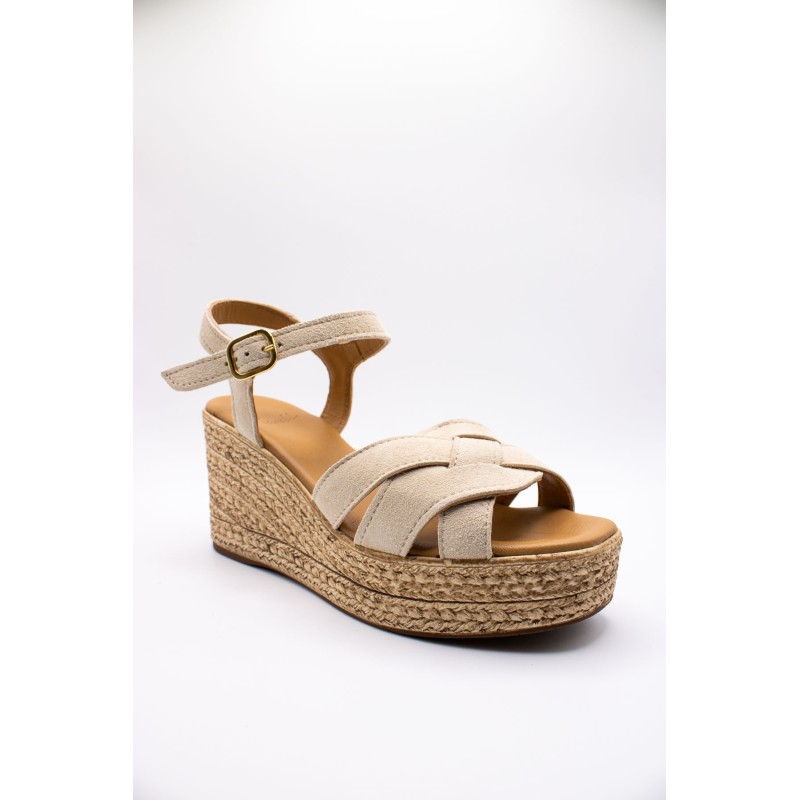 Sandales à talons compensés beige - ALIWELL Femme