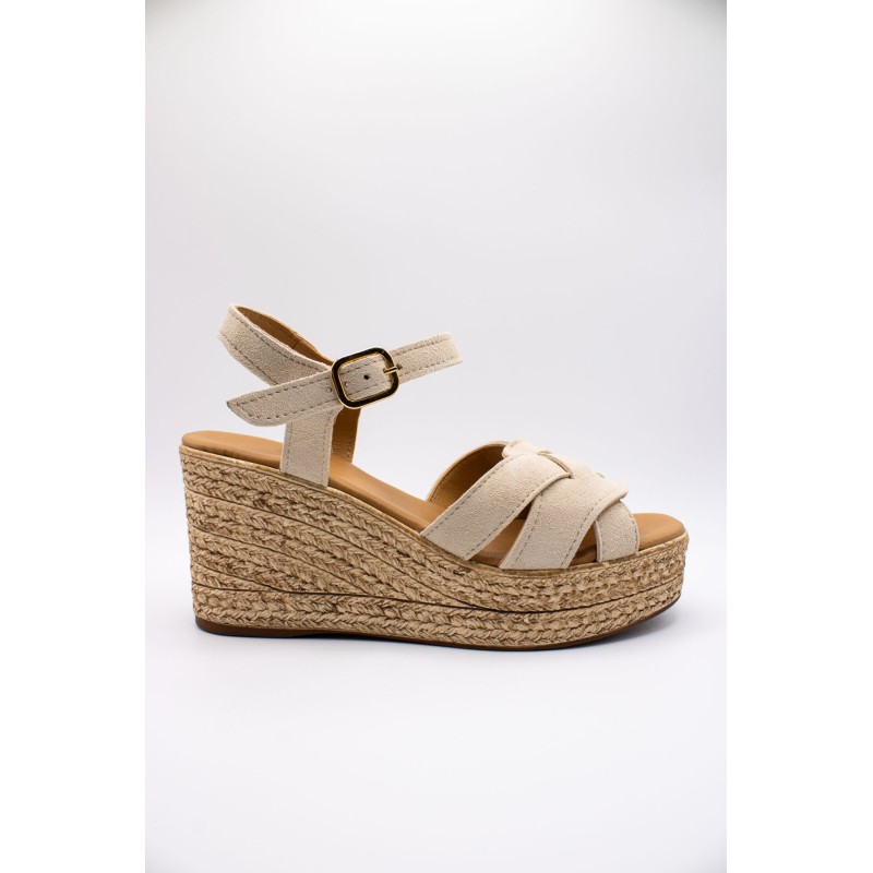 Sandales à talons compensés beige - ALIWELL Femme