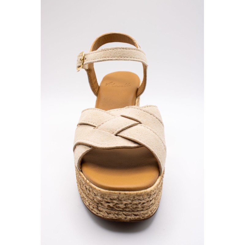 Sandales à talons compensés beige - ALIWELL Femme
