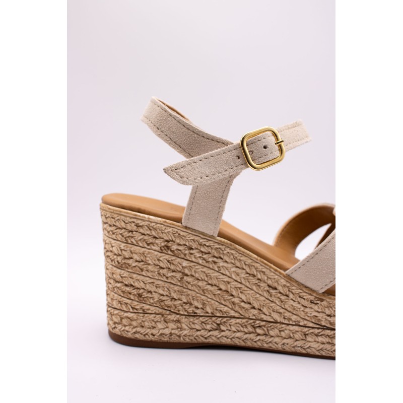 Sandales à talons compensés beige - ALIWELL Femme