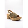 ALIWELL A124016 Sandales Talon Kaki Cuir Femme