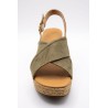 ALIWELL A124016 Sandales Talon Kaki Cuir Femme