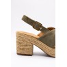 ALIWELL A124016 Sandales Talon Kaki Cuir Femme
