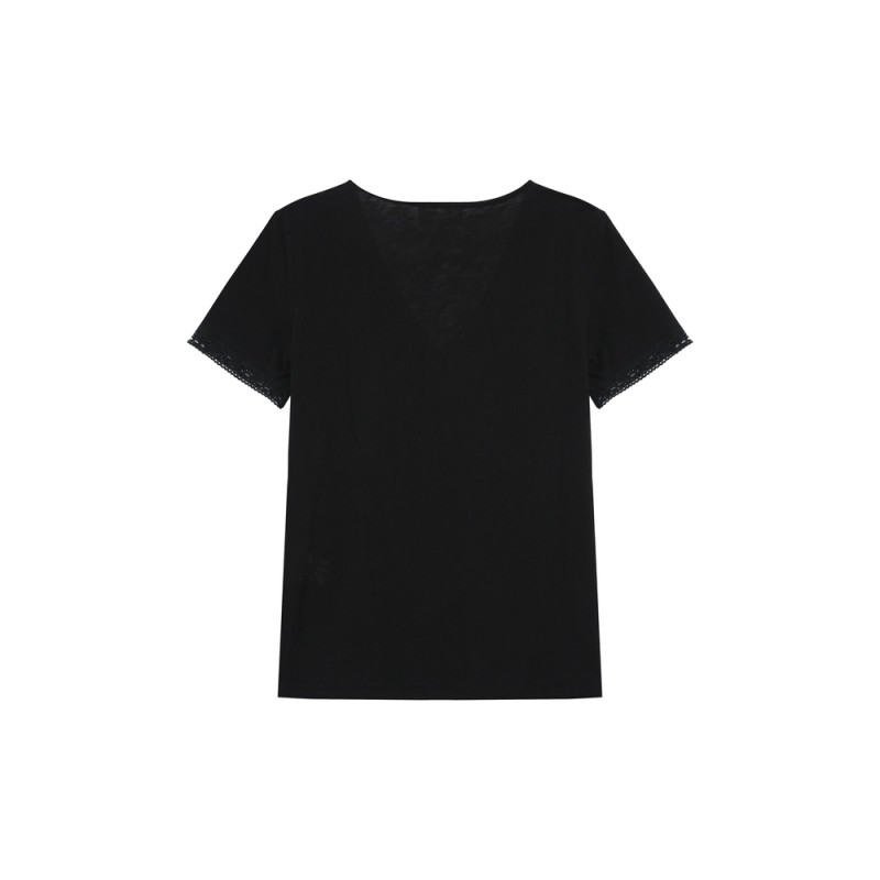 Rome T-shirt col v avec dentelle - GRACE & MILA Femme