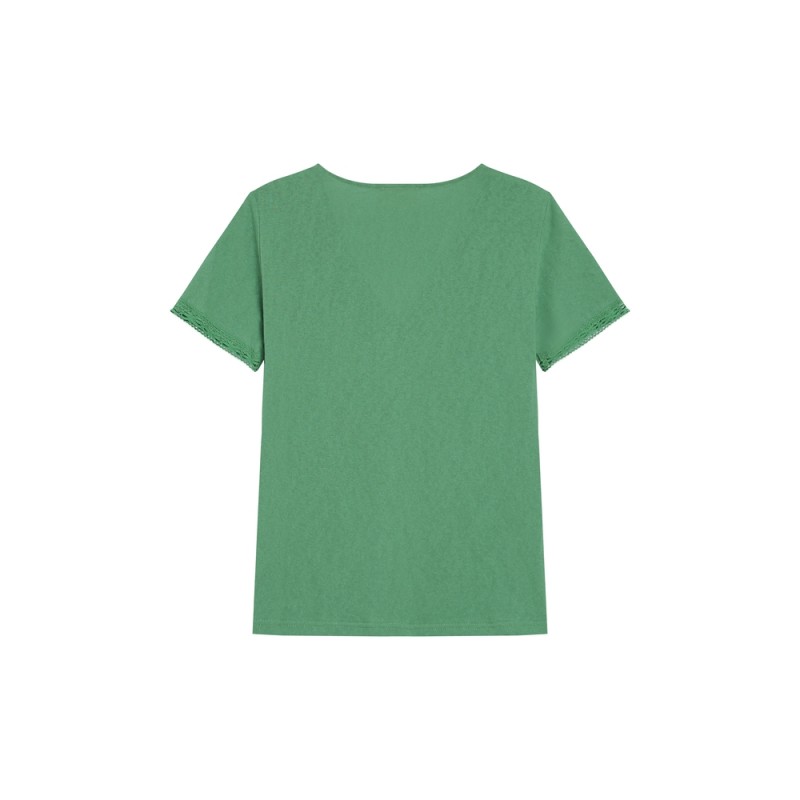 Rome T-shirt col v avec dentelle - GRACE & MILA Femme