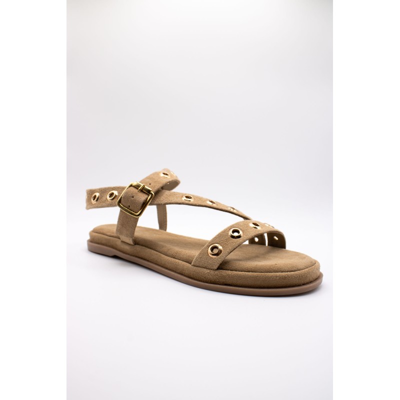 Atelier Tropézien SH-2312-25 Nu-Pieds Taupe Cuir Femme