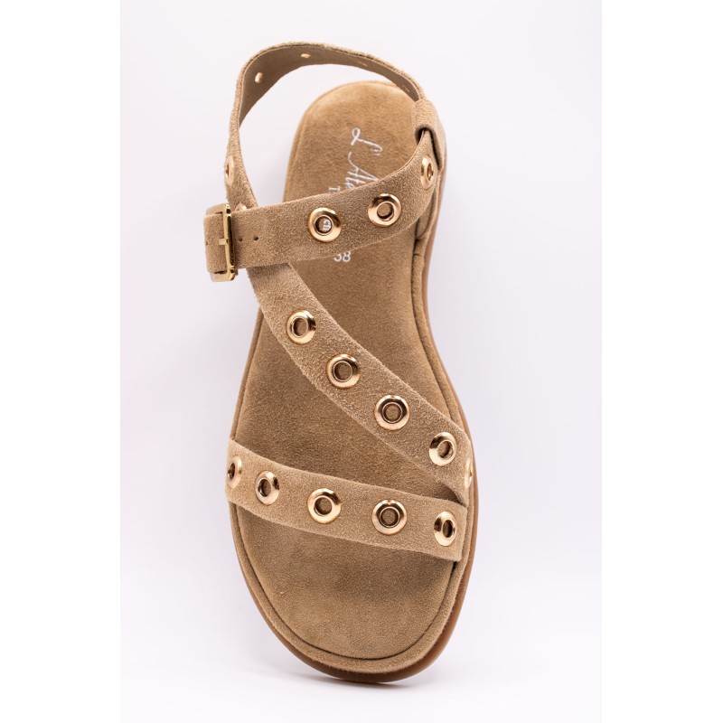 Atelier Tropézien SH-2312-25 Nu-Pieds Taupe Cuir Femme