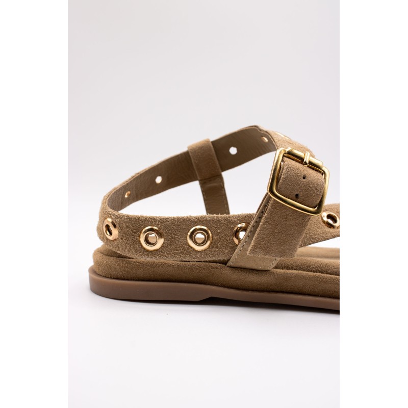 Atelier Tropézien SH-2312-25 Nu-Pieds Taupe Cuir Femme