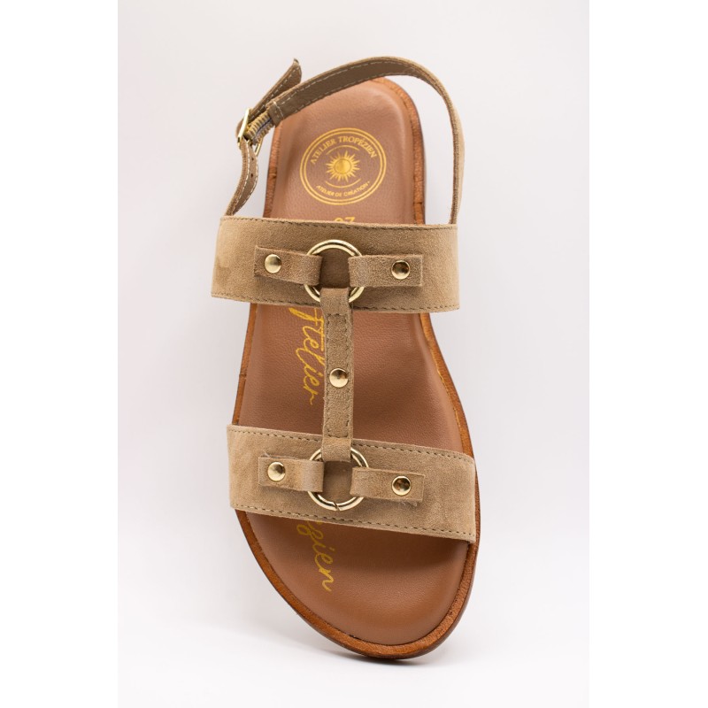 Sandale SH3325 Beige Femme Cuir | L'Atelier Tropézien