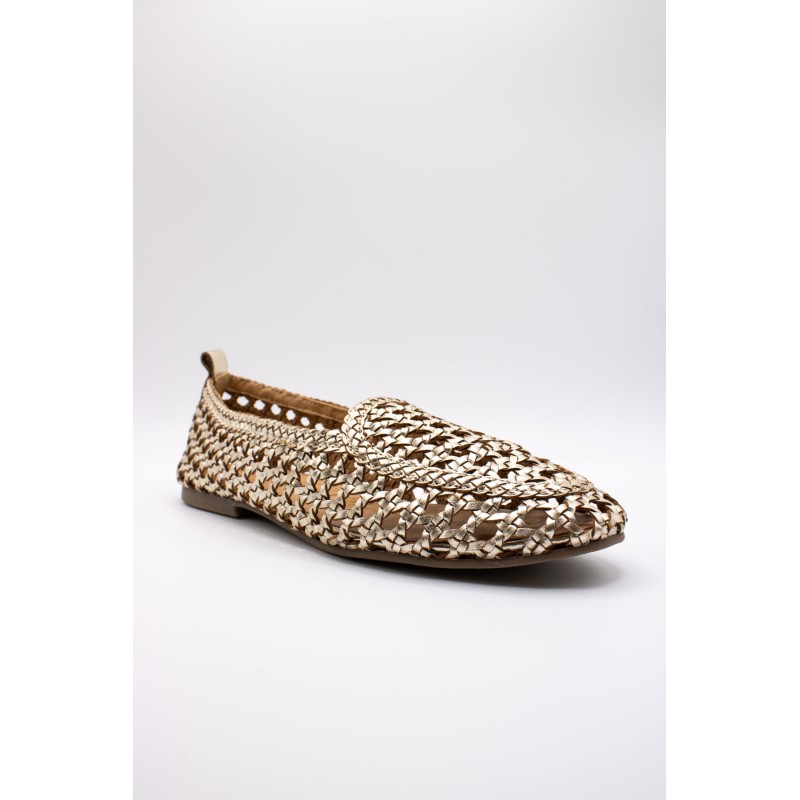Mocassin CHR3203 Doré Femme Cuir Tressé l'Atelier Tropézien
