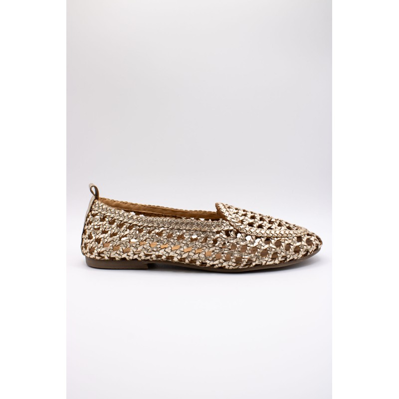 Mocassin CHR3203 Doré Femme Cuir Tressé l'Atelier Tropézien