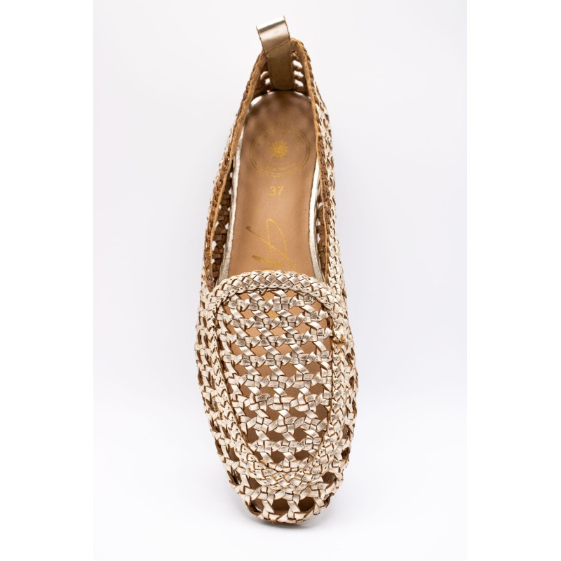 Mocassin CHR3203 Doré Femme Cuir Tressé l'Atelier Tropézien