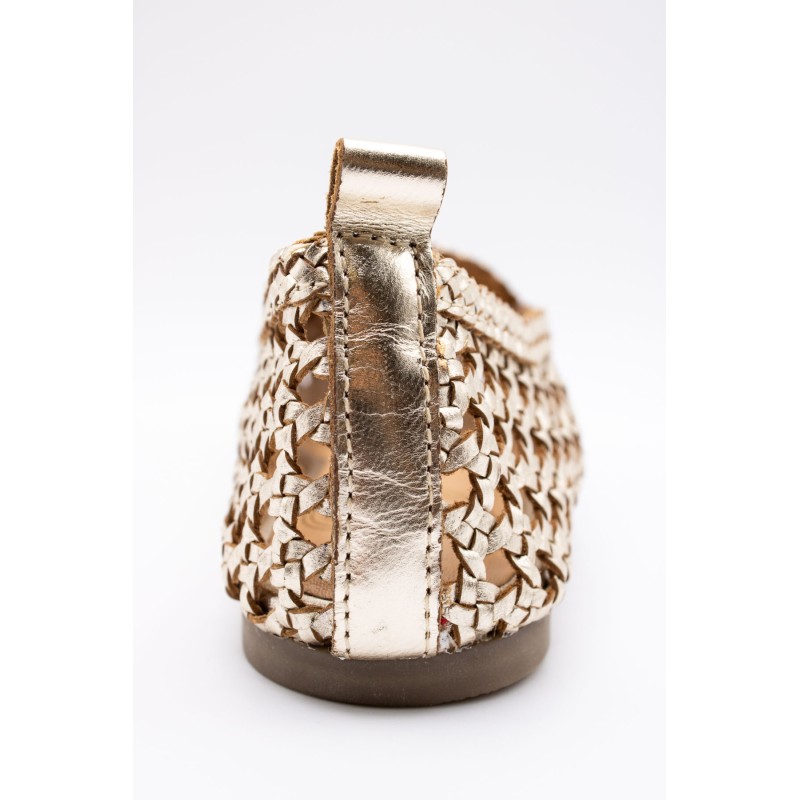 Mocassin CHR3203 Doré Femme Cuir Tressé l'Atelier Tropézien