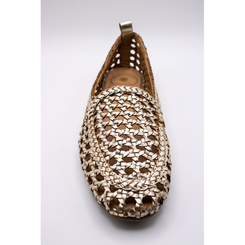 Mocassin CHR3203 Doré Femme Cuir Tressé l'Atelier Tropézien