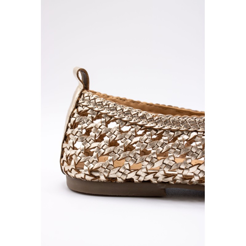 Mocassin CHR3203 Doré Femme Cuir Tressé l'Atelier Tropézien