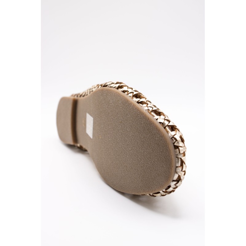 Mocassin CHR3203 Doré Femme Cuir Tressé l'Atelier Tropézien