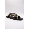 Reqins Sandale Maelie Noir Femme Cuir et Raphia