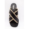 Reqins Sandale Maelie Noir Femme Cuir et Raphia