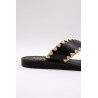 Reqins Sandale Maelie Noir Femme Cuir et Raphia