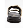 Reqins Sandale Minorque Noir Femme Cuir et Raphia