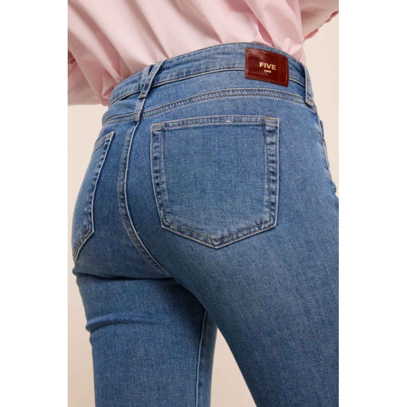 Five Jean Slim Femme Bleu Délavage Medium