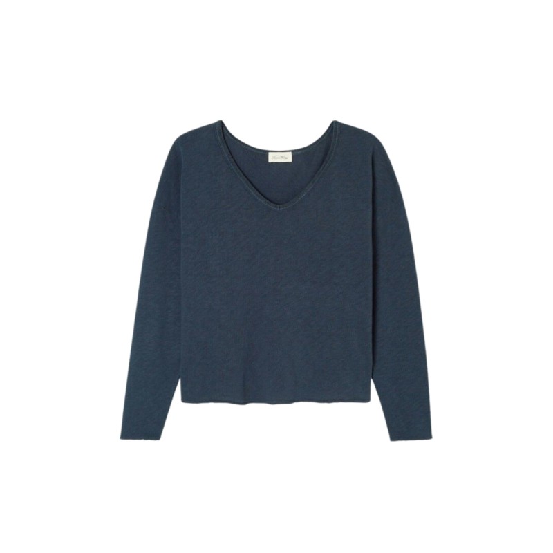 T-shirt Sonoma AMERICAN VINTAGE Navy Col V Manches Longues