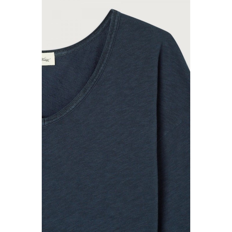 T-shirt Sonoma AMERICAN VINTAGE Navy Col V Manches Longues