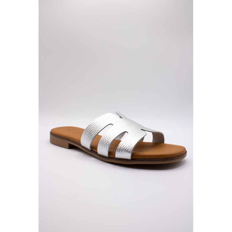 Mules argentées cuir femme confort | Eva Frutos