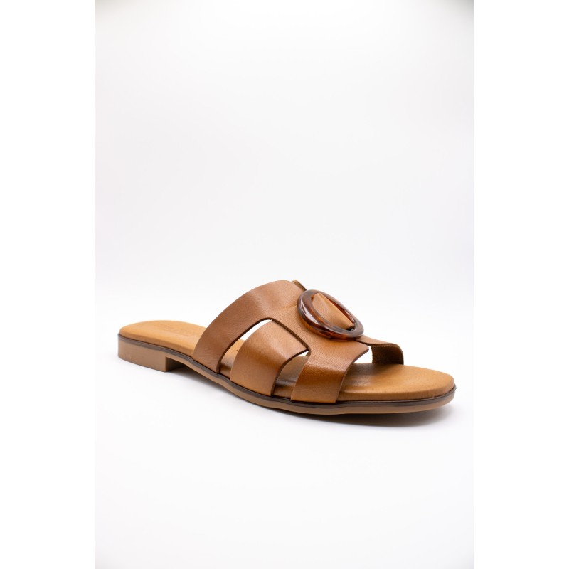 Mules marron cuir femme confort | Eva Frutos
