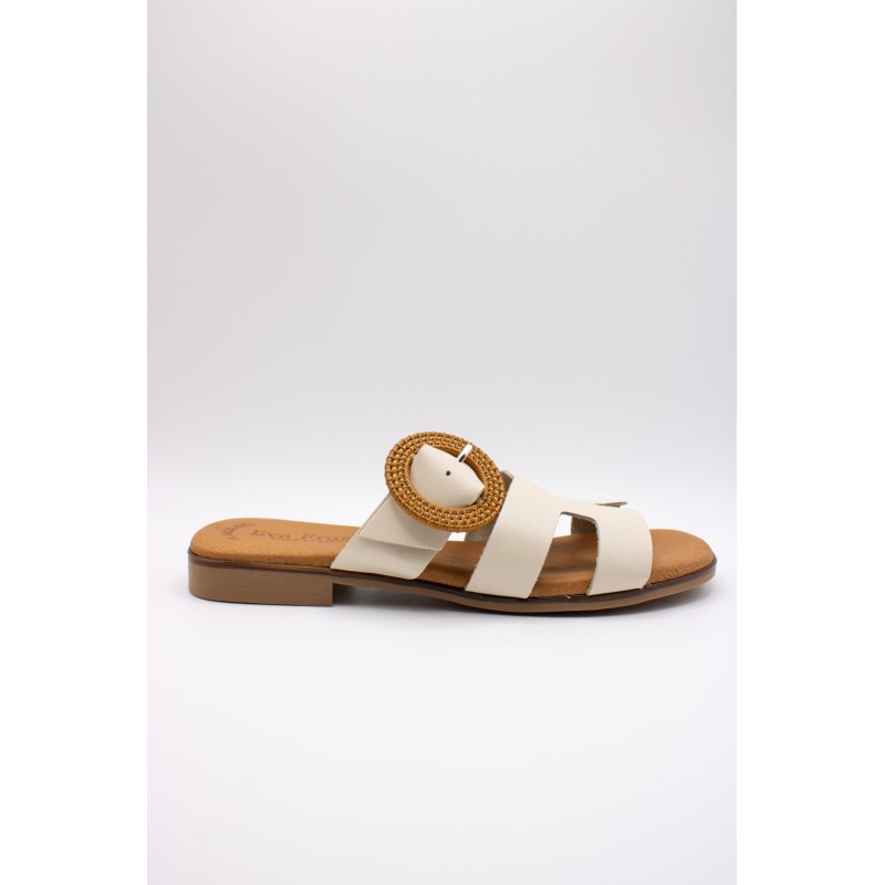Mules écru cuir femme confort | Eva Frutos