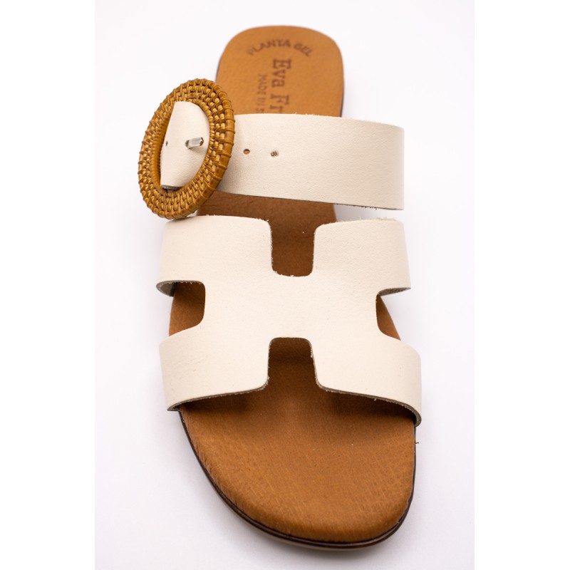 Mules écru cuir femme confort | Eva Frutos