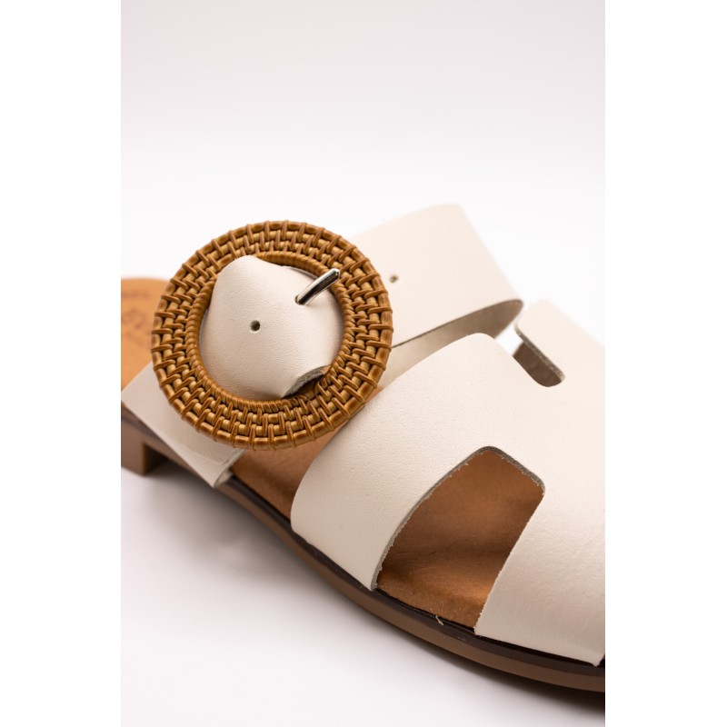 Mules écru cuir femme confort | Eva Frutos