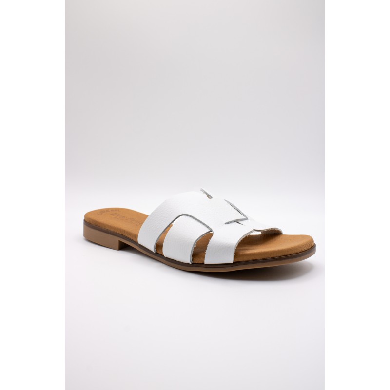 Mules blanches cuir femme confort | Eva Frutos
