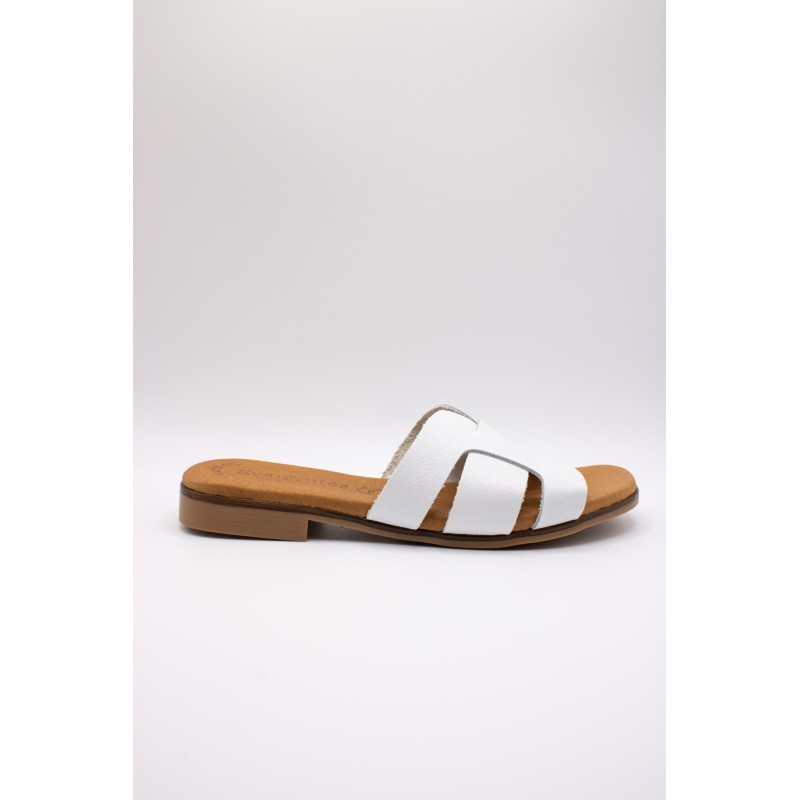 Mules blanches cuir femme confort | Eva Frutos