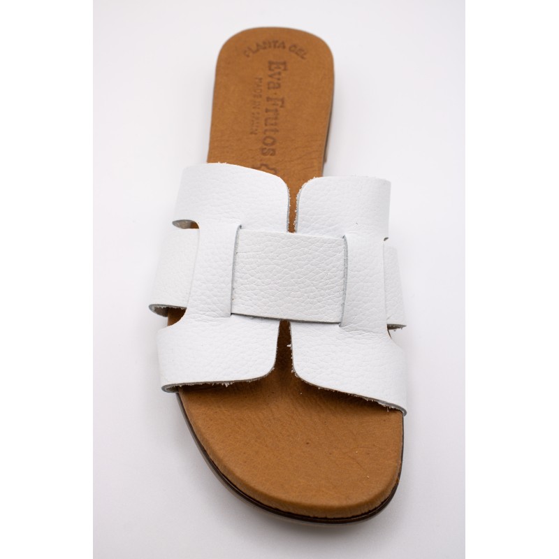 Mules blanches cuir femme confort | Eva Frutos
