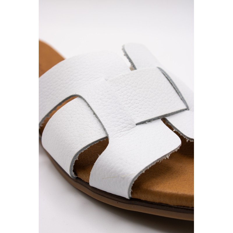 Mules blanches cuir femme confort | Eva Frutos