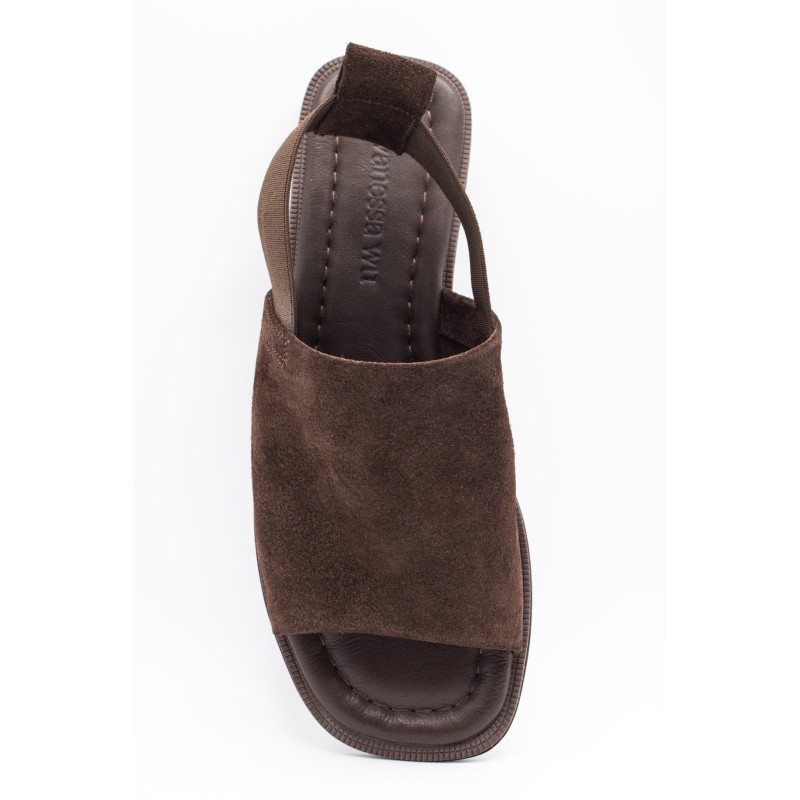 Sandales cuir suédé brun femme SD2906CH | Vanessa Wu