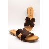 Mules cuir nubuck chocolat femme | Eva Frutos