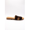 Mules cuir nubuck chocolat femme | Eva Frutos