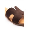 Mules cuir nubuck chocolat femme | Eva Frutos