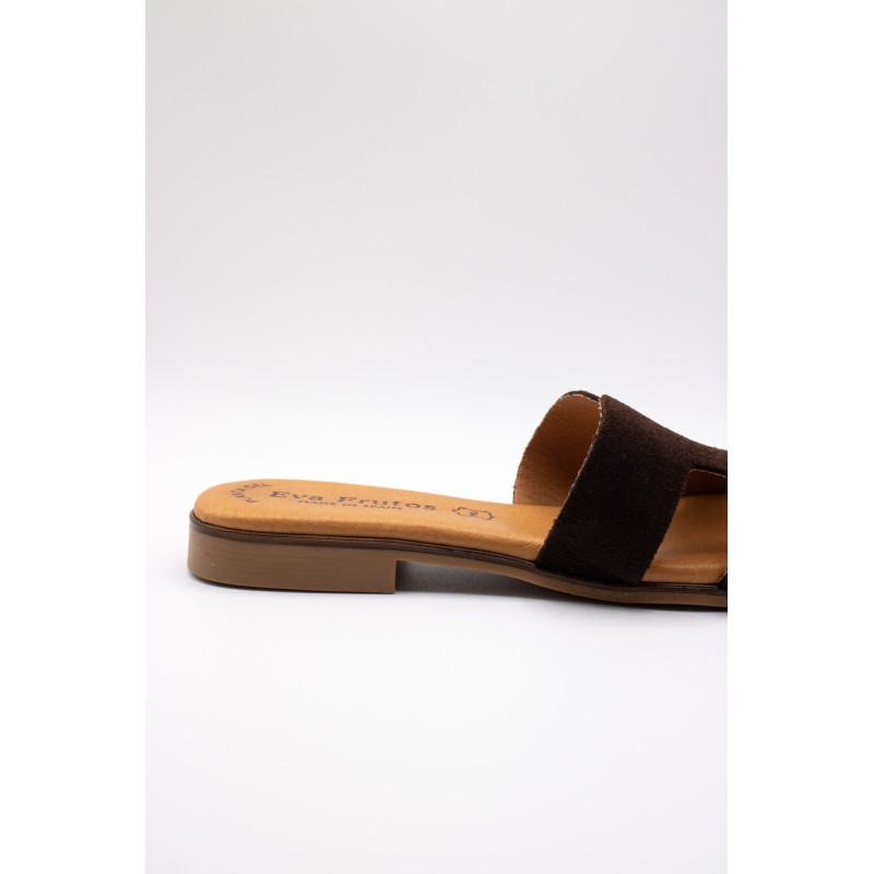 Mules cuir nubuck chocolat femme | Eva Frutos